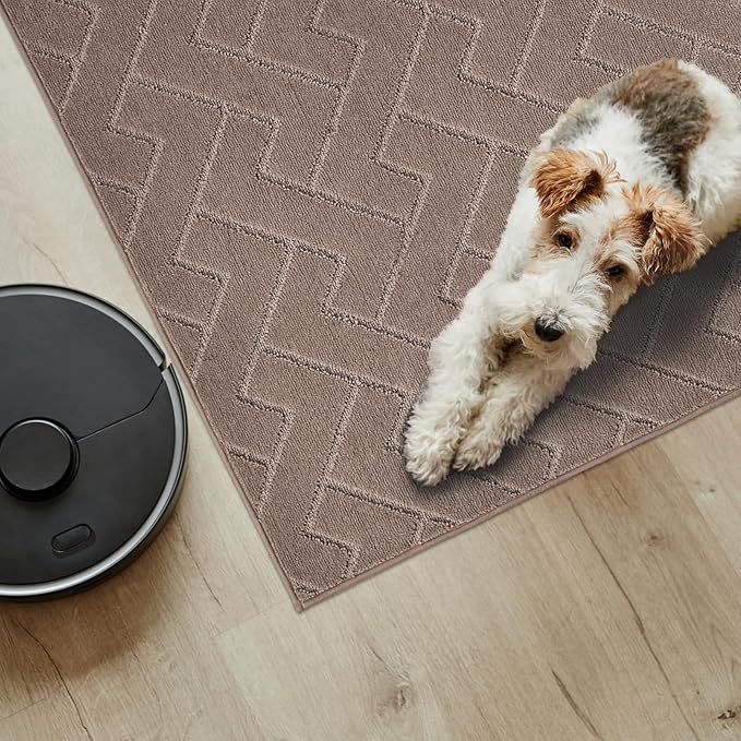 PURRUGS Easy Care Area Rug 4.5ft x 7ft, Non-Slip Machine Washable Entry Rug, Dog Door Mat, Stain Resistant Accent Rug for Hallway, Bedroom, Living Room and Mudroom, Grayish Brown - Image 3