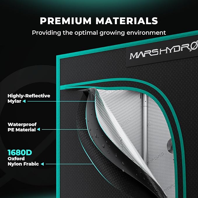 MARS HYDRO 2x2x4 Advanced Grow Tent, 24"x24"x48" High Reflective Mylar 1680D for Hydroponics Indoor Plant Growing, with Floor Tray and Smooth Zipper for TS600 - Image 2