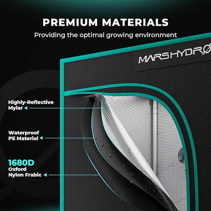 MARS HYDRO 4x2x5 Advanced Grow Tent, 48"x24"x60" High Reflective Mylar 1680D for Hydroponics Indoor Plant Growing, with Observation Window,Floor Tray and Smooth Zipper for TSL2000/SP3000 - Image 2