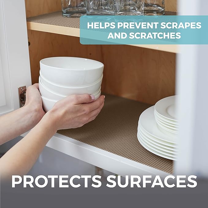 HOME GENIE Shelf Drawer and Cabinet Liner, Durable with Strong Grip, 20 in x 20 FT, Non Adhesive Liners Protect Kitchen Cabinets and Cupboard, Pantry, Bathroom Drawers and Shelves, Desks, Light Taupe - Image 4