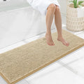Smiry Luxury Chenille Bathroom Rugs 47x17, Extra Soft and Absorbent Shaggy Bath Mat, Machine Washable, Non-Slip Plush Carpet Runner for Tub, Shower, and Floor, Home Decor Accessories, Beige by Smiry