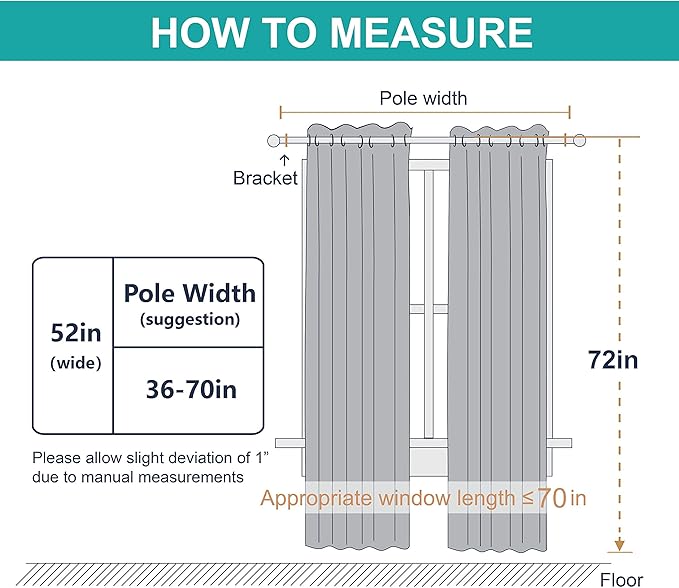 NICETOWN Full Shade Curtain Panels 72 inches Long, Pair of Energy Smart & Noise Blocking Out Blackout Drapes for Guest Room Window, Thermal Insulated Lined Window Dressing(Light Blue, 52 inch) - Image 8