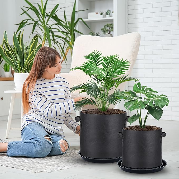 4 Pack 14'' Self-Watering Fabric Pot Base - Auto-Irrigation System Plant Saucer for 5 Gallon Fabric Pot, Auto Watering Plant Water Tray Self Watering System for Indoor Greenhouse Grow Tent Garden - Image 7