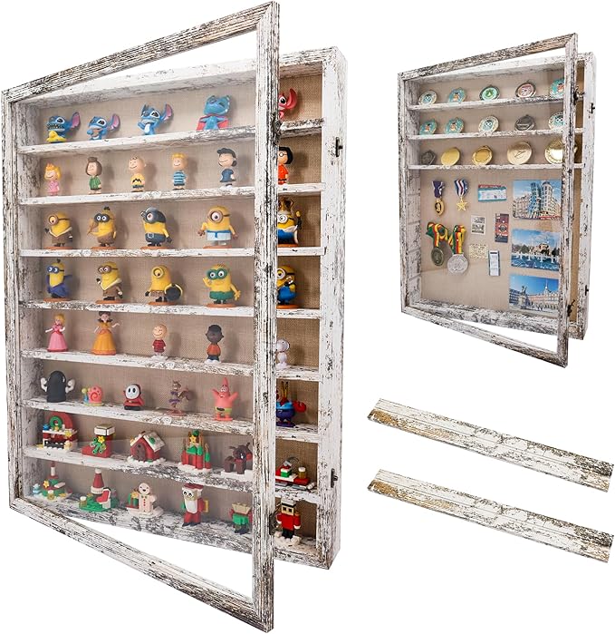 18*24 Large Shadow Box Frame with Removable Shelves,White Shadow Boxes Display Cases for Small collectables，Deep Memory Box Display Case Trinket Shelf for Collection，Coins，Miniatures Figures by Unknown