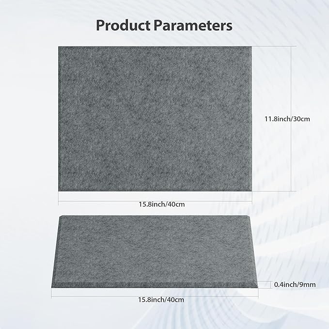 12 Pack Acoustic Panels Self Adhesive Sound Proof Foam, High Density Sound Acoustic Panel, 16X12X0.4 Inch 4:3 Rectangle Panels in Home, Office, Reccording Room, Studio (Moonlight Grey) - Image 6