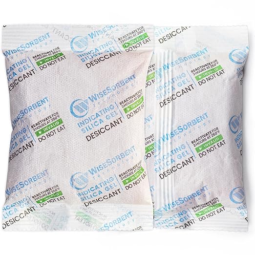 3Pcs 100g Rechargeable Desiccant Packs, Indicating Silica Gel Packets, Moisture Absorbers for Storage, Gun Safe Dehumidifiers by Wisesorb