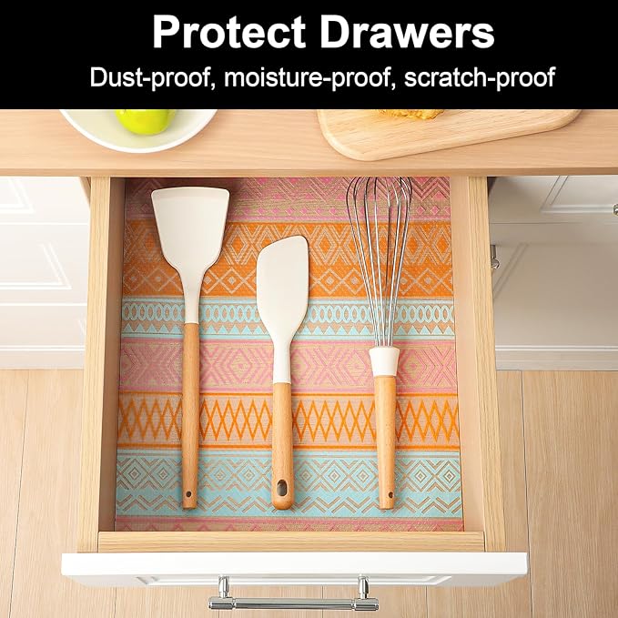 Cooyes Drawer and Shelf Liner, Non-Adhesive Shelf Liners for Kitchen Cabinets, Thick Strong Grip Mats for Desk, Shelves, Bathroom Drawers, Fridge, Cabinet Protection（17.5" W x 197" L） - Image 4