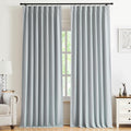 Kayne Studio Blue Fog Pinch Pleated Full Blackout Curtains 102 Inch Linen Blend Thermal Insulated Soundproof Room Darkening Back Tab Window Drapes with Hooks for Living Room Bedroom(2 Panels,40"x102") by KayneStudio