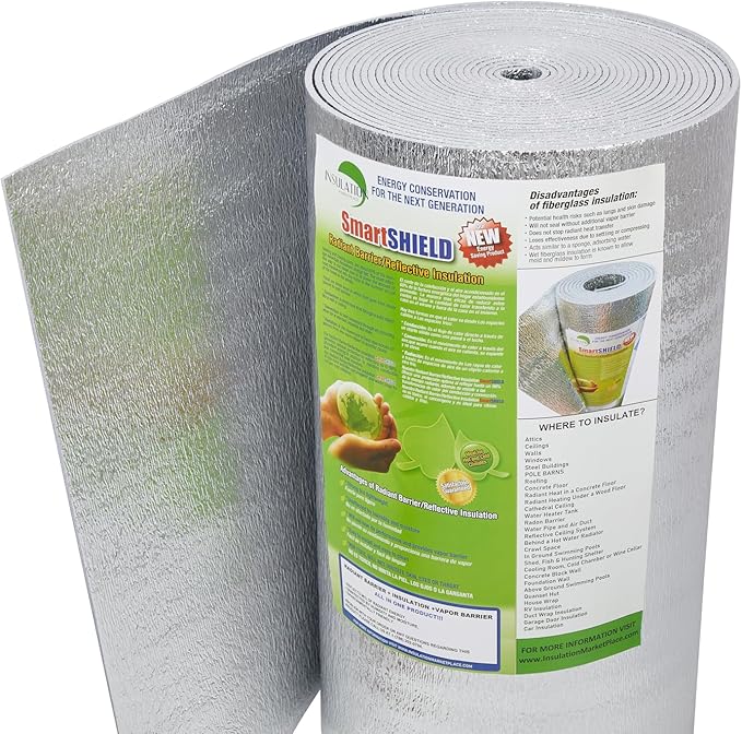 SmartSHIELD -5mm 24''X25ft Foam Core Reflective Insulation Roll, R-8 HVAC Duct Wrap Insulation - Pure Aluminum - Image 2