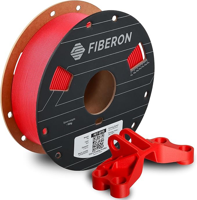 Polymaker Fiberon Red PET-GF15 3D Printer Filament 1.75mm 1KG, 15% Glass Fiber Reinforced, High Strength & Heat Resistance, Ideal for Automotive, Industrial & Functional Parts, AMS Compatible by Polymaker