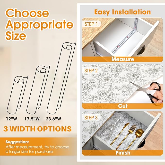 Coavas Extra Grip Thickened Shelf and Drawer Liner - Non-Adhesive Non-Slip Waterproof Mats for Kitchen Cabinets, Drawers, Shelves, Dresser & Cupboard, Easy Cut DIY (White, 12IN X 30 FT) - Image 6