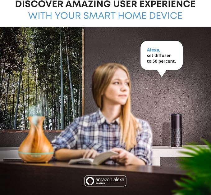Smart WiFi Wireless Essential Oil Aromatherapy Diffuser - Works with Alexa & Google Home – Phone App & Voice Control - 400ml Ultrasonic Diffuser & Humidifier - LED & Timer Settings - Image 6