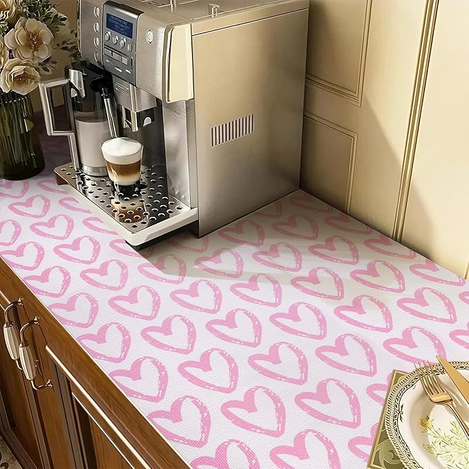 Heart Drawer Liner for Cabinets 16IN x 10FT,Shelf Liner Non-Adhesive and Strong Non-Slip Cabinet Drawer Liners for Kitchen,Table,Bookshelves,Waterproof Cupboard Liners,Pink - Image 8
