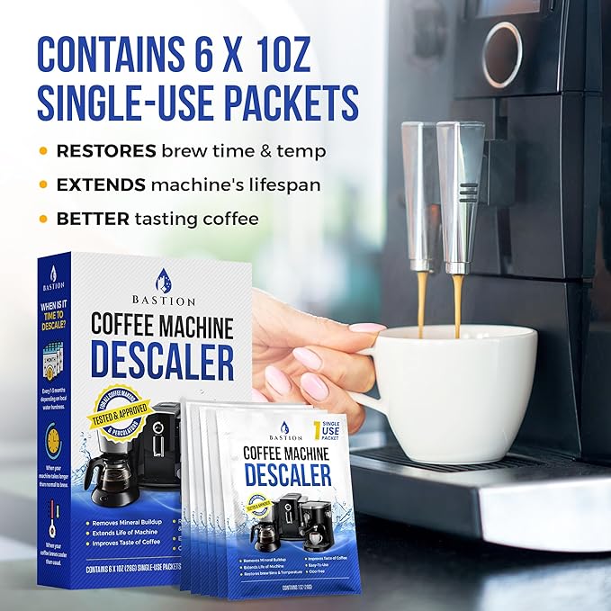 Descaling Powder Solution (6-Uses) Coffee Machine Descaler Cleaner | Compatible with Breville Keurig Nespresso Delonghi Ninja | To Descale Automatic Coffee Pots & Makers & Espresso Machines - Image 3