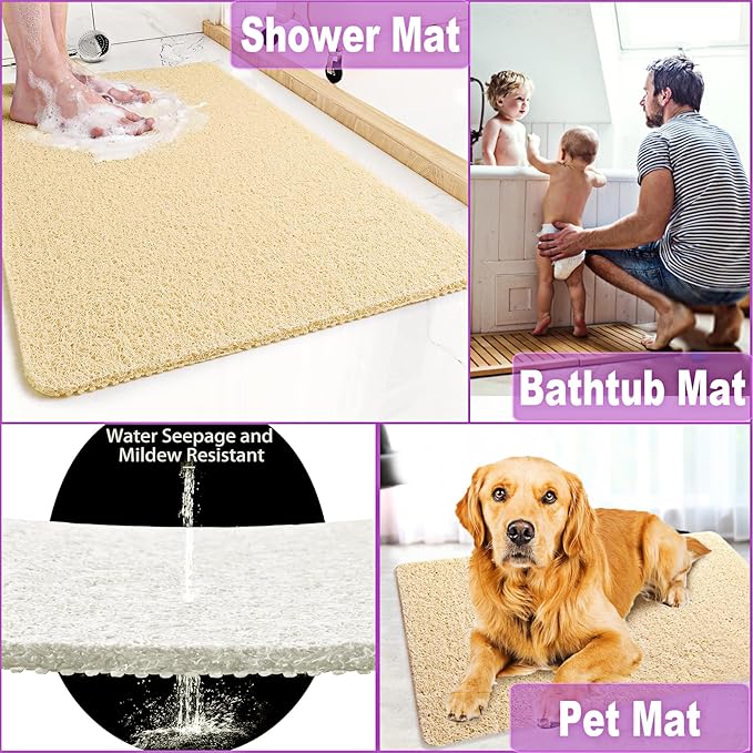 Shower Mats Non Slip for Elderly, 24x32’Lager Loofah Bath Mats for Shower, Non-Slip Bath Mat for Elderly-Wihte - Image 6