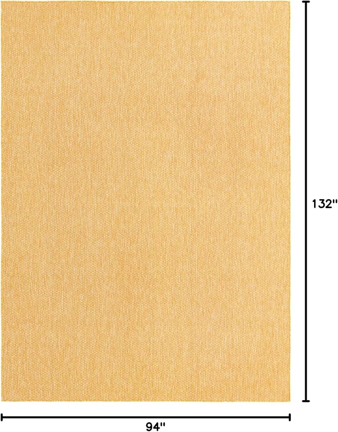 Unique Loom Collection Casual Transitional Solid Heathered Indoor/Outdoor Flatweave Area Rug (7' 10" x 11' Rectangle, Corn Harvest Yellow) - Image 2