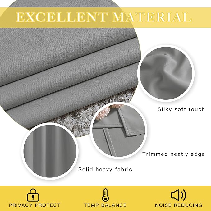 NICETOWN Extra Wide Sliding Door Curtains, Thermal Insulated Blackout Patio Curtain for Sliding Glass/French Door (Silver Grey, W80 x L84) - Image 6