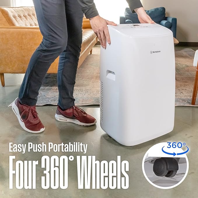 Westinghouse 14,000 BTU Air Conditioner Portable For Rooms Up To 700 Square Feet, Portable AC with Home Dehumidifier, Smart App, 3-Speed Fan, Programmable Timer, Remote Control, Window Kit, White - Image 12