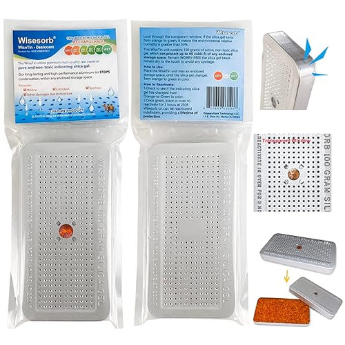 100 Gram 5 Pack Indicating Silica Gel Canister, Gun Safe Dehumidifier (Orange to Green), Reusable Desiccant Canister Dehumidifier - Image 2