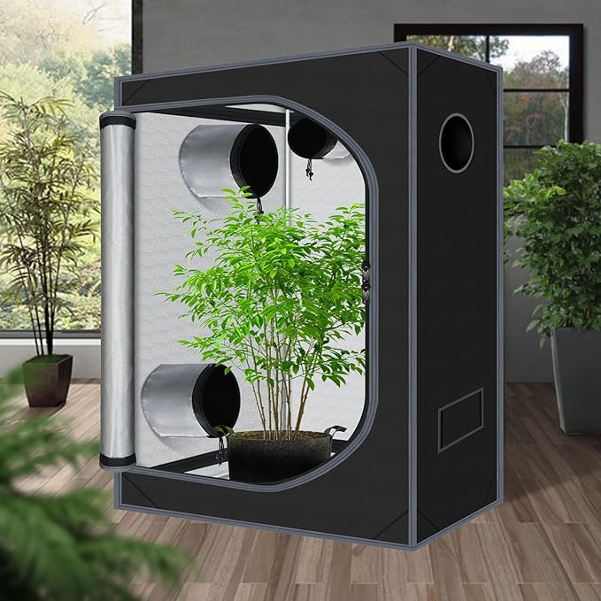 4x2 Grow Tent Plant Tent Dark Room, 600D Mylar Hydroponic 48"x24"x60" Grow Tent with Removable Floor Tray for Indoor Plant Growing - Image 2