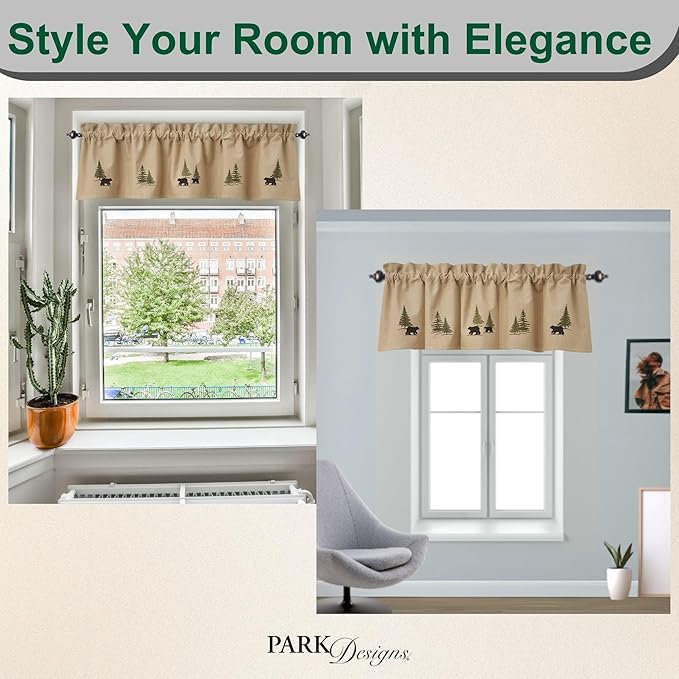 Park Designs Farmhouse Kitchen Valances for Windows - Black Bear Embroidered | Fall Decor Window Valance Curtains | Plaid Curtain Valances for Windows | Boho Living Rooms & Bathrooms | 60" x 14" - Image 5