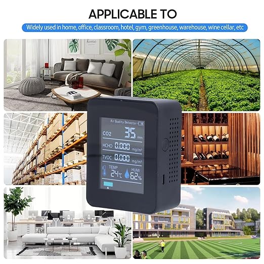 Air Quality Test Kit Monitor,Real Time Smart Colorful Display Clear Intelligent Alarm System Portable Detector for Office Home Bedroom(Black) - Image 9