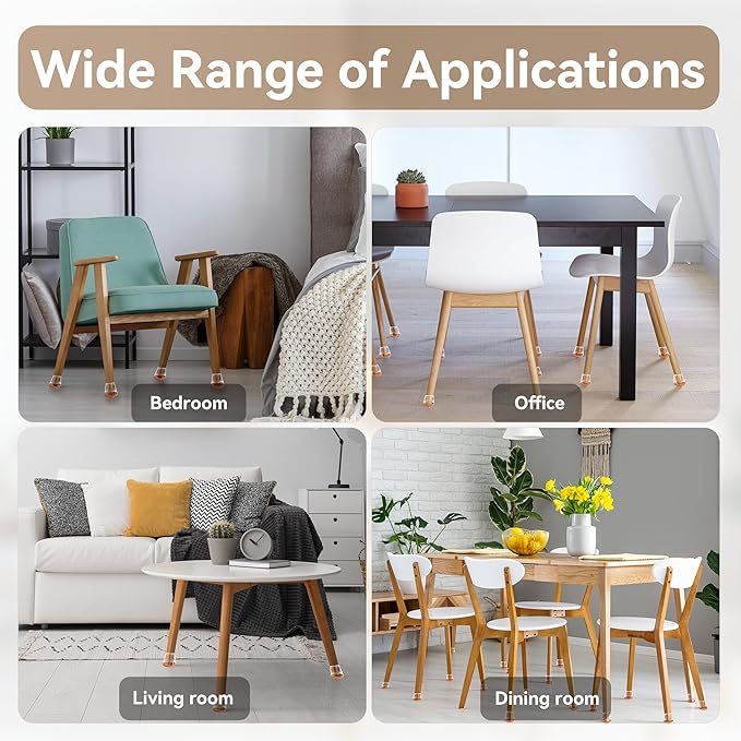 24PCS Extra Small Chair Leg Floor Protectors for Hardwood Floors, Furniture Sliders for Chair Legs, 360°Felt Pad Bottom Wrapped Thickening Furniture Pads Cap Covers to Scratch and Reduce Noise - Image 7