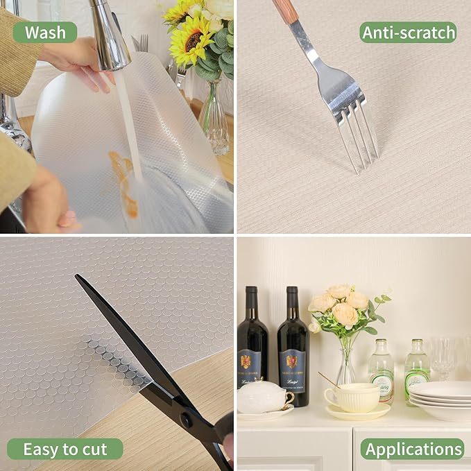 Shelf Liners 30 inch x 20 ft Shelf Liners for Kitchen cabinets nonstick Shelf Lining Drawer Mats EVA Protector for Cupboard (Clear,30 inch x 20 ft) - Image 3