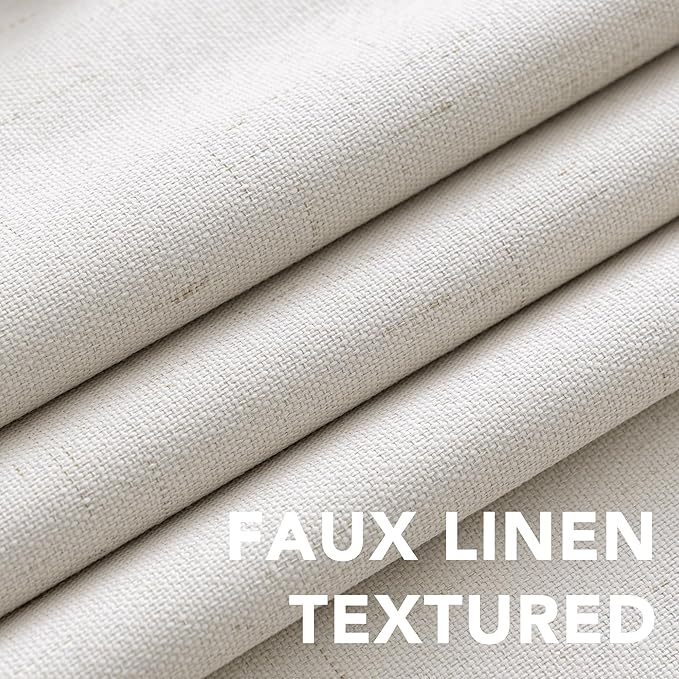 H.VERSAILTEX Ivory Curtains Blackout, 100% Blackout Linen Curtains with White Thermal Insulated Liner, Grommet Drapes Blackout Curtains for Living Room (2 Panels, 42 x 84 Inch, Ivory) - Image 4