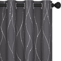 Deconovo Grey Blackout Curtains for Living Room, Thermal Insulated Soundproof Drapes, Wave Dots Foil Print, 52 x 95 Inches Long, 2 Panels, Machine‑Washable Window Panel for Bedroom Nursery Office by Deconovo