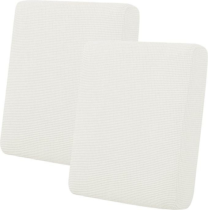 Easy-Going Stretch Individual Loveseat Couch Cushion Cover Sofa Cushion Furniture Protector Sofa slipcover Soft Flexibility with Elastic Bottom (2-Piece Loveseat Cushion Cover, Cream) by Easy-Going
