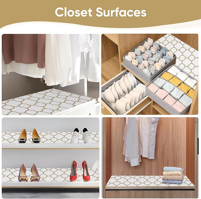 Shelf Liners Cabinet Liner Drawer Liner 12in X 6.5ft Gold Non Adhesive Strong Grip Non Slip Easy to Clean Waterproof and Washable Liner for Kitchen Cupboard, Desks, Pantry, Tool Box - Image 7