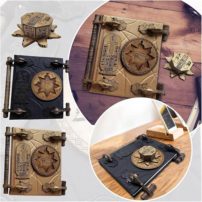 Book of the Dead Decorative Box - Egyptian Mummy Prop Replica with Hidden Storage Compartment, Resin Crafted Collectible (7.87x5.9x1.57 inches) - Image 5