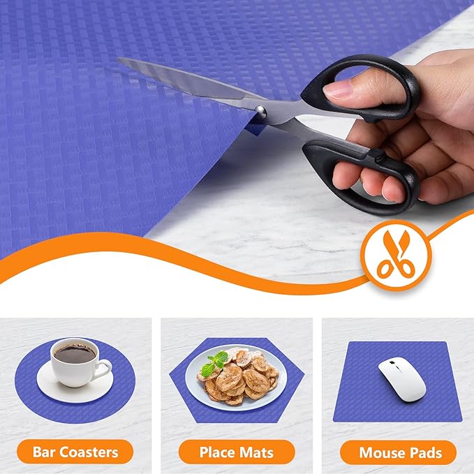 Shelf Liners for Kitchen Cabinets Refrigerator Liners Waterproof Plastic Kitchen Cupboard Liner Non Adhesive Drawer Mats EVA Material Fridge Liner for Shelves - Blue 11.8 x 236.2 Inches - Image 4
