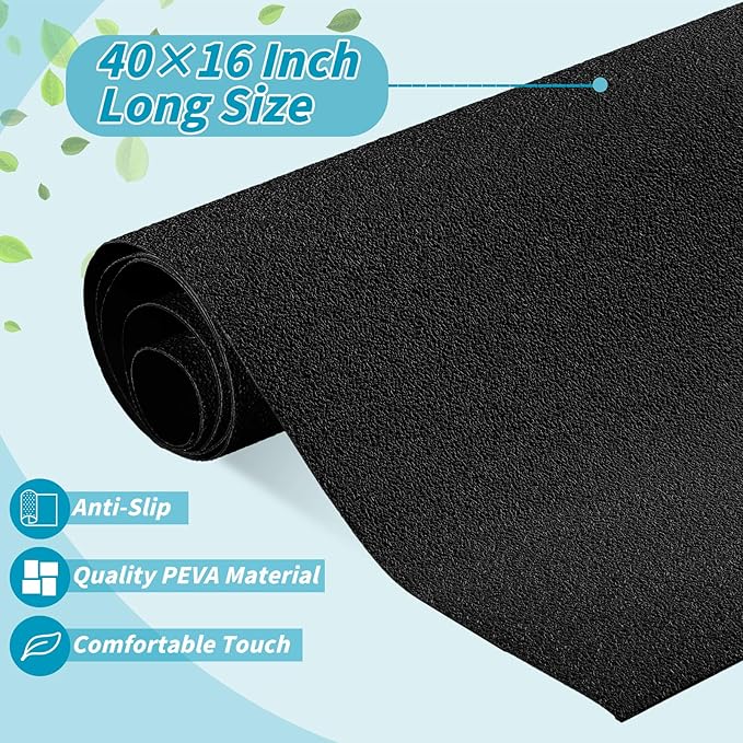 16" x 40" Non Slip Bathtub Mat with Drain Cut Out Anti Slipping Non Skid Safe Tub Mat Adhesive Peel and Stick Bath Tub Mat PEVA Tub Sticker for Shower Floor Boat Wet Areas(Black) - Image 2