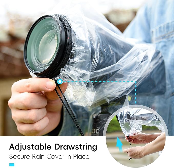 DSLR Camera Rain Cover JJC Rain Coat Sleeve Protector for Canon Nikon Fujifilm Sony Olympus Panasonic Tamron Sigma with a Lens up to 18" PE Material Totally See-Through -4 Pack - Image 3