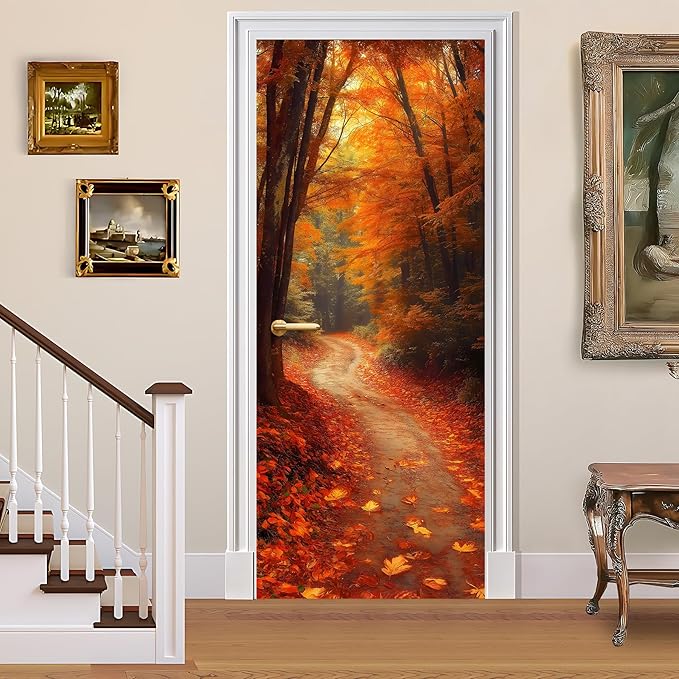 3D Door Decals Stickers, Peel Stick Wall Murals Vinyl Wallpaper Self-Adhesive Mural Door Covers Decorative for Furniture Home Decor Wrinkle-Resistant Waterproof by BVBOX