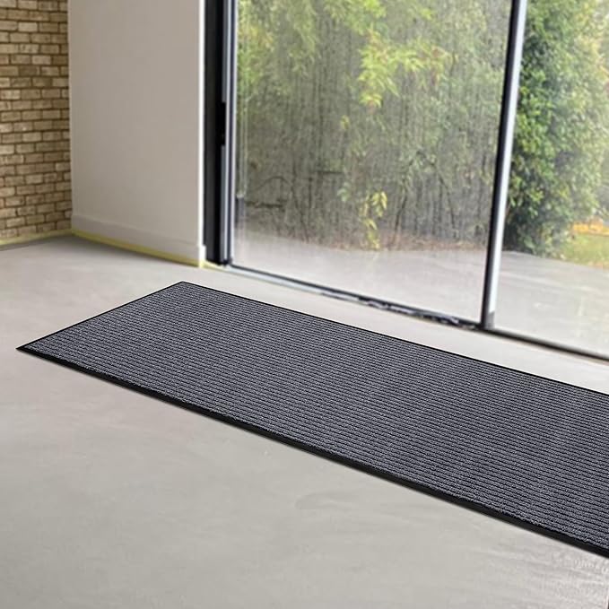 MaxMat® Heavy Duty Floor Mat - Large Commercial, Indoor/Outdoor, Waterproof, Low-Profile, Easy to Clean Doormat (2 x 6 Feet, Grey, MXM-RIB0026GY) - Image 2