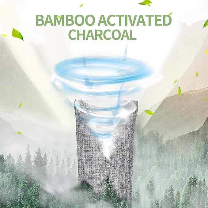16 Pack Bamboo Charcoal Air Purifying Bag, Activated Charcoal Bags Odor Absorber, Moisture Absorber, Natural Car Air Freshener, Shoe Deodorizer, Odor Eliminators For Home, Pet, Closet (16x50g) - Image 4