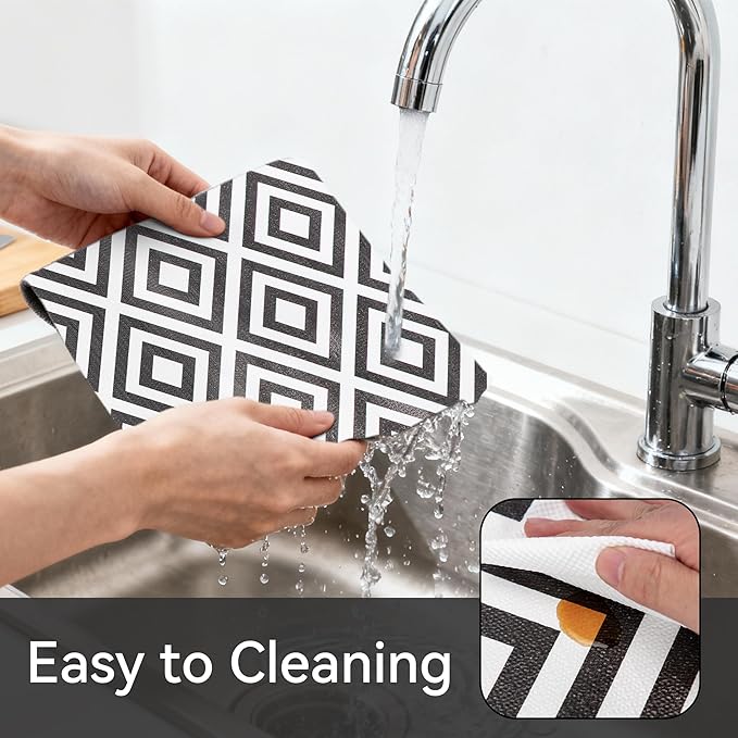 FIFTY FEET 12"x120" Non-Adhesive Shelf Liner for Kitchen Cabinets and Drawers, Washable Non-Slip PVC Cabinet Liner (Black Plaid)(2 Roll) - Image 4