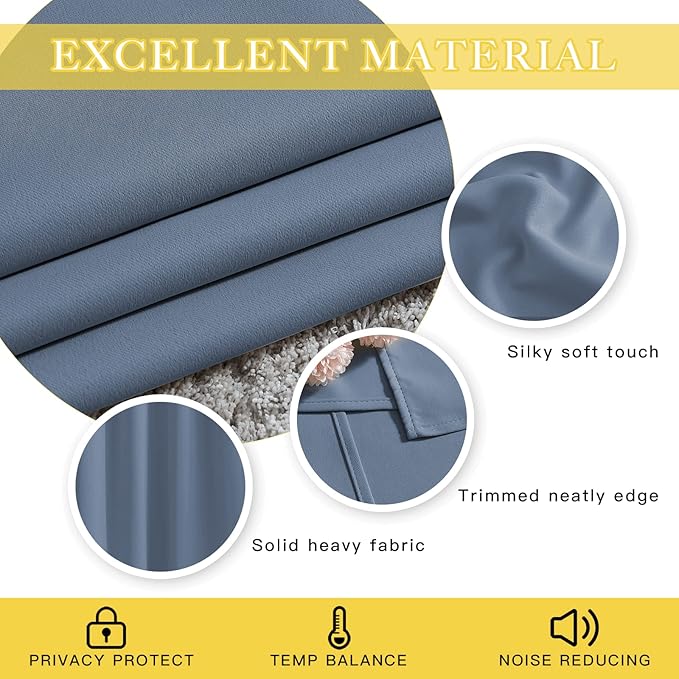 NICETOWN Patio Door Curtain for Sliding Glass Door, Thermal Insulated Blackout Curtain Drape for Living Room/Kitchen/Bedroom (Stone Blue, 1 Panel, 80 x 84 inch) - Image 6