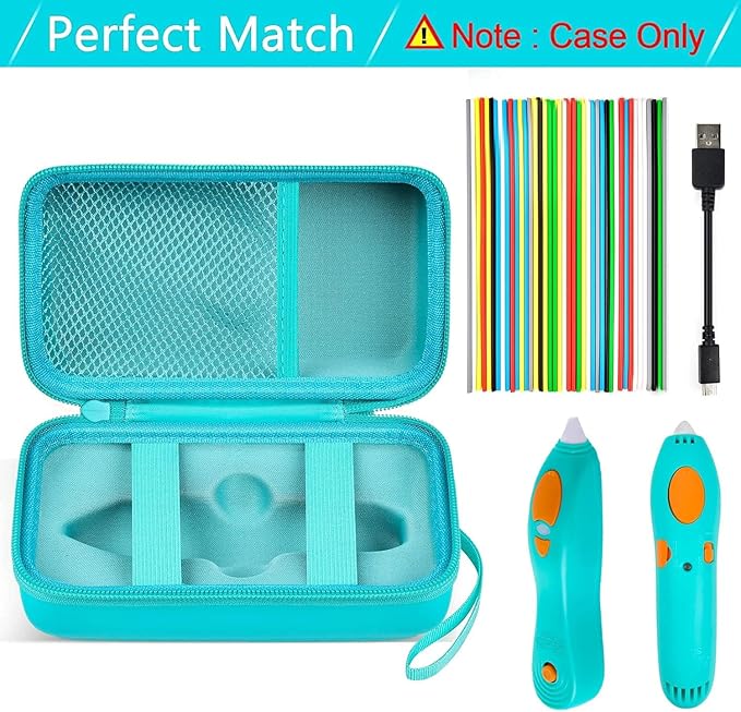 ANKHOH Case for 3Doodler Start+ Essentials 3D Pen for Kids, EVA Shell/Wrist Strap, Drop-Proof Water-Resistant, Stores for 3Doodler Pen Filament USB for Travel/Home/School (Box Only) All Green - Image 2
