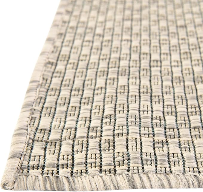 Unique Loom Collection Casual Transitional Solid Heathered Indoor/Outdoor Flatweave Area Rug (2' 7" x 12' Runner, Light Gray/Ivory) - Image 10