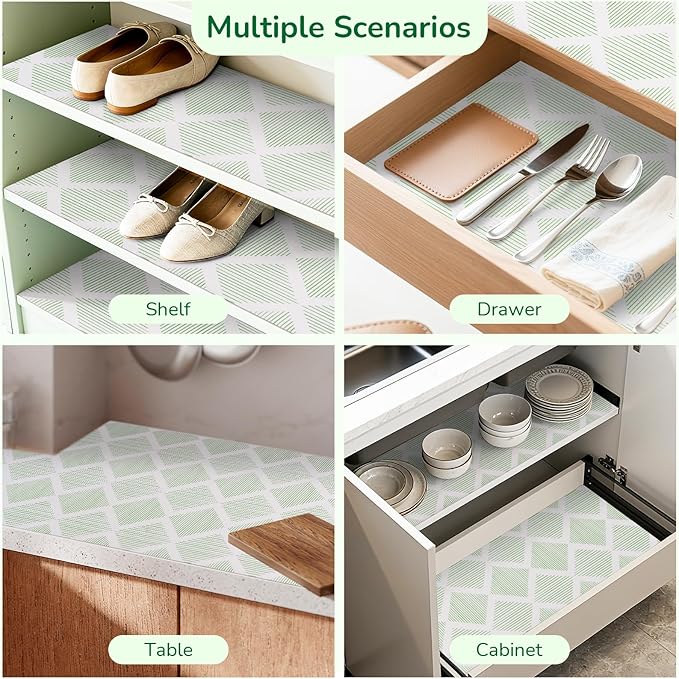 Drawer and Shelf Liner for Kitchen, Non-Slip Non-Adhesive Cabinet Liners for Cupboard, Dresser, Shelves, Tool Box, Pantry, Thickened Easy Install, Strong Grip, 17.5In x 20FT, Green - Image 7