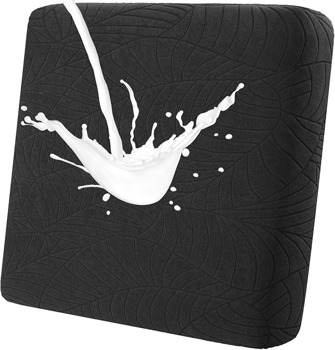 Fuloon Waterproof Couch Cushion Covers, Stretch Replacement Sofa Seat Covers Solid Chair Cushion Slipcovers Washable Suitable for Armchair Loveseat Sofa (T-Black, 1 Piece) by Fuloon