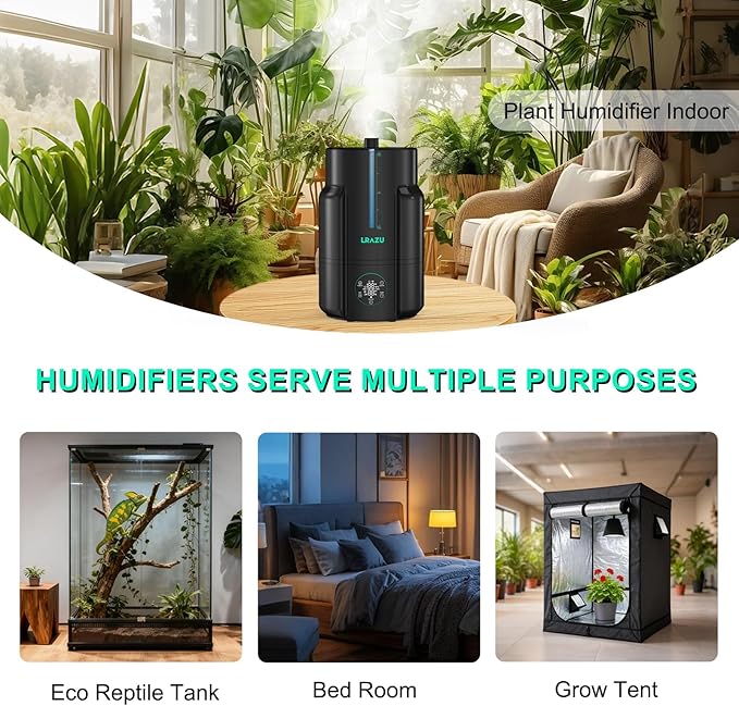 6L/1.59Gal Humidifier for Plants, Reptile Fogger Mister with Precise Temp & Humidity Probe/Expandable Hose, Smart Humidifier for Grow Tent, Mushroom, Houseplants, Reptile Tank 24H Timer - Image 10