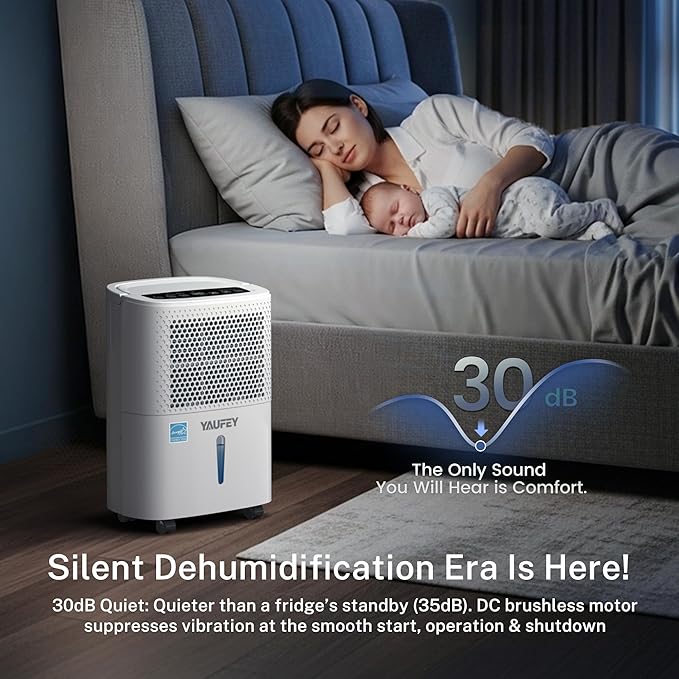 Yaufey 2025 Most Efficient Energy Star Dehumidifier for 2,000 Sq. Ft. Home, Basement and Large Room - Powerful, Quiet with Humidity Control, Timer, Drain Hose and Water Tank - Image 5
