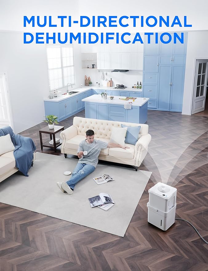 Midea Cube 50 Pint Dehumidifier for Basement and Rooms at Home for up to 4,500 Sq. Ft., Smart Control, Compatible with Alexa (White), Drain Hose Included - Image 2