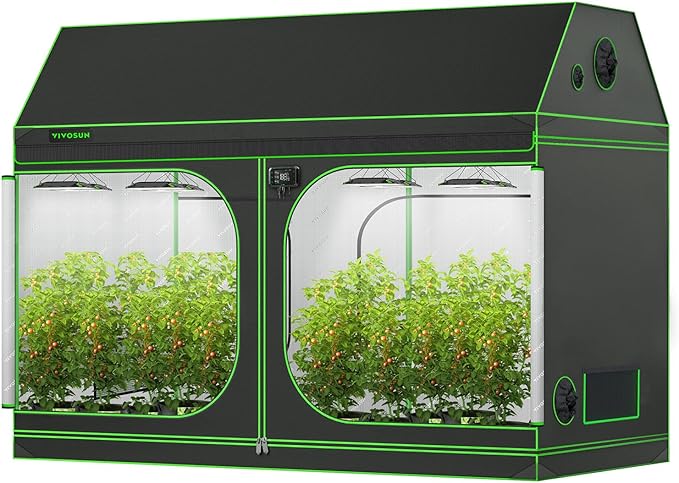 VIVOSUN R846 4x8 Grow Tent, 96"x48"x72" Roof Cube Tent with Observation Window and Floor Tray for Hydroponics Indoor Plant for VS4000/VSF4300 by VIVOSUN