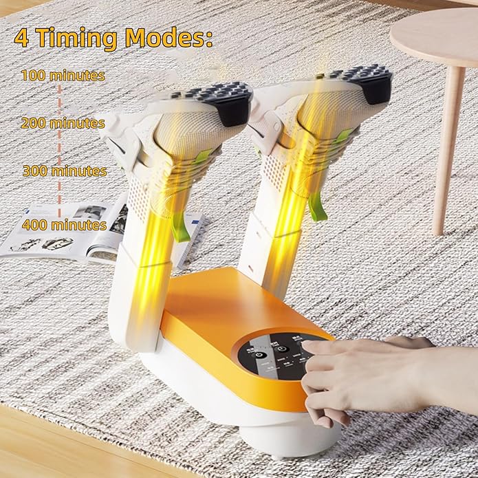 Aottop 160W Shoe Dryer for Boots & Shoes, 4 Drying Modes, 100-400 Minutes Timer, 55℃/131°F Constant Heat, Fast Drying & Deodorizing for Shoes, Socks, Boots - Ideal for Home, Office, Travel - Image 4